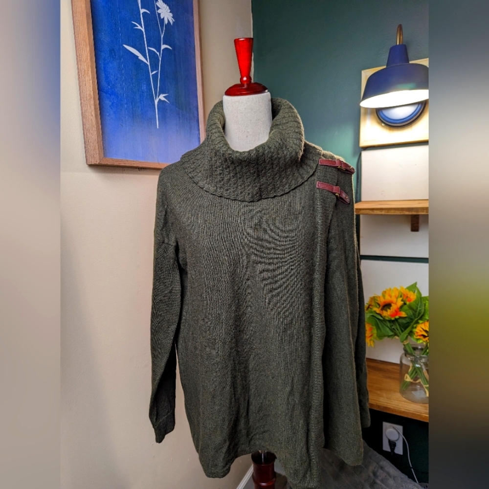 Ellen Tracy 100% Extra Fine Merino Wool Wrap Cowl Neck Sweater Size M